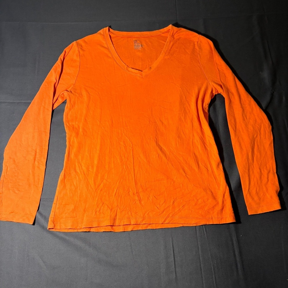 Gap T Shirt Womens 2XL Orange Cotton V Neck Casual Outdoor Everyday Wear Top